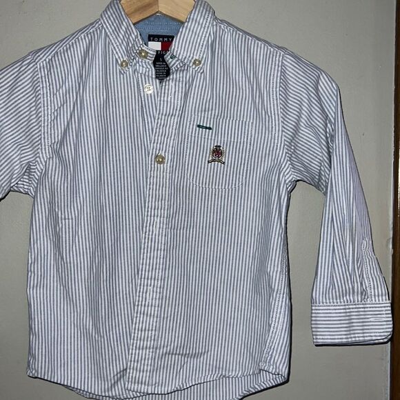 Tommy Hilfiger boys button down striped shirt size 5 - Picture 1 of 7